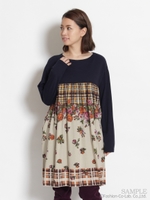 ブリティッシュホライズンプリントワンピース/ベージュ