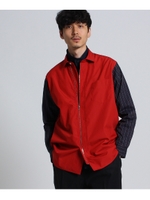 ブロード×ツイルストライプシャツ[ メンズ シャツ ]/レッド(062)