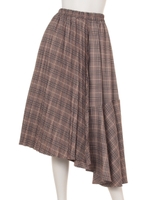 プリーツドッキングチェックフレアSK/ベージュ