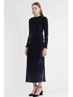 プリーツベルベットマキシワンピース/MIDNIGHT(120)