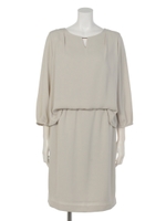 ベネシャンメタルバー付ブラウジンングワンピース/グレージュ