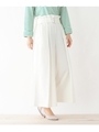 ベルテッドストレッチワイドパンツ/ホワイト系(002)