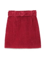 ベルト付ボックススカート/RED