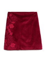 ベロア刺繍BOXスカート/WINE