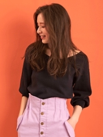 ボリュームスリーブドルマンニット/紺