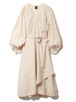 ラップギンガムワンピース/ベージュ