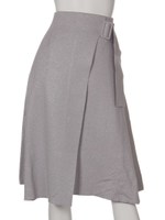 ラップ風ラメニットフレアスカート/ライトグレー