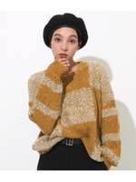 ラメ混スクエア切替ニット/イエロー(024)