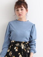 ラメ入りタック長袖トップス/ブルー