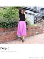 リネンフレアカラースカート/パープル