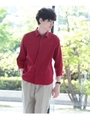 リネンレーヨンストレッチ7分袖シャツ[ メンズ シャツ ストレッチ ]/ボルドー(064)