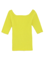 リブオフショルニットプルオーバー/YEL