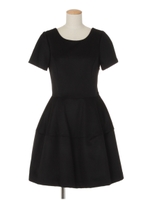 レースアップウールドレス/ブラック