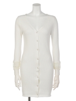 レーススリーブロングカーディガン/オフホワイト