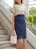 レースタイトスカート/ネイビー