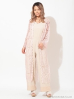 レースロングカーディガン/ピンク