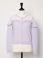 レース切替フリルカーディガン/ラベンダー