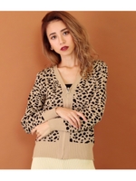 レオパード柄リング付カーディガン/ベージュ(005)