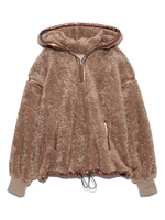 レザーパイピングボアフーディ/BEG