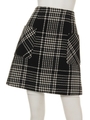 レトロチェックポケ付台形ミニスカート/ブラック(チェック柄)