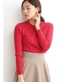 ワイドリブクルーネックニット/レッド(100)