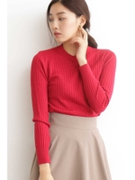 ワイドリブクルーネックニット/レッド(100)