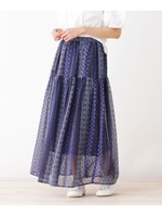 ヴィンテージプリントスカート/ブルー系(294)