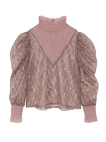 異素材シャーリングレーストップス/PNK