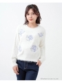 花刺繍フェザーニットTOPS/ホワイト