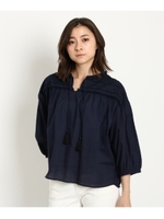 刺繍ショルダーブラウス/ネイビー(093)