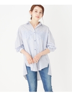 刺繍入りシャツチュニックワンピース/ライトブルー(391)