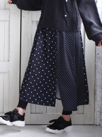 切替ドットスカート/ブラック柄