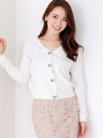 前後2WAYビジュー付カーディガン/シロ