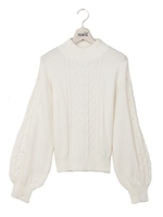 袖パールケーブルニット/ホワイト