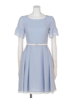 袖刺繍バイカラーOP/パウダーブルー