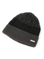 配色ケーブル編み ニットキャップ メンズ/ブラック(019)