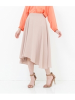 【AULI】 変形ヘムフレアスカート/ベージュ(005)