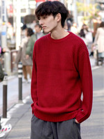 片畦クルーネックニット