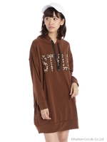 裏起毛チュニックパーカー/チャ