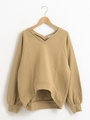 裏毛Vネックドルマンプルオーバー/ベージュ