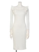 ショルダーフリルレースリブOP/WHT