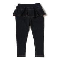 【10%OFF】ヒップフリルつきストレッチデニムレギンスパンツ