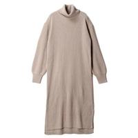 【20%OFF】タートルネックリブロングワンピース