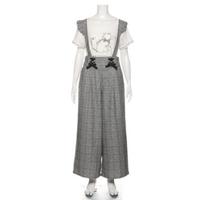 【30%OFF】サスつきレースアップチェック柄ワイドパンツ