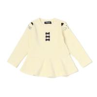 【50%OFF】肩ネコ刺しゅう＆リボンTシャツ