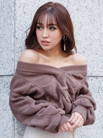 2WAYボリュームデザインニット/モカ