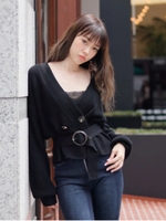 2wayカシュクールベルトニット/ブラック