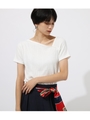 ASYMMETRY NECK CUT TOPS/O/WHT1