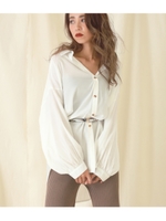 BIGポケ付袖ボリュームシャツ/ホワイト(001)