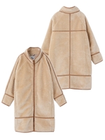FAUX LEATHER TRIM BOA COAT/ベージュ
